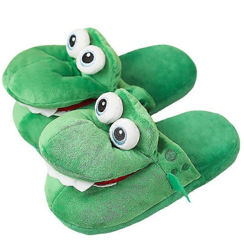 Krokodiltofflor öppen mun går små krokodil leksakstofflor hem inomhus halkfria bomullstofflor