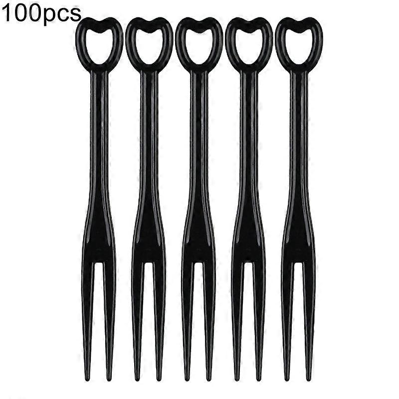 100Pcs/Set Multi-use Disposable Fruit Fork Plastic Adorable Heart Shape Handle Dessert Fork for Home JIKAIX