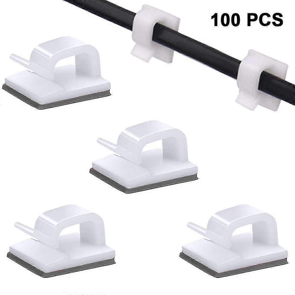 100pcs διευθετήσιμα συνδετήρες διαχείρισης καλωδίων, συγκολλητικοί διοργανωτές καλωδίων κολλώδης κάτοχος σχοινιών συνδετήρων καλωδίων για το καλώδιο Ethernet PC TV κάτω από το εγχώριο γραφείο τοίχων γραφείων