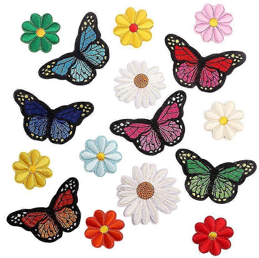 36pcs Flower Appliques Patches Ironing Embroidered Patche Mixed Color