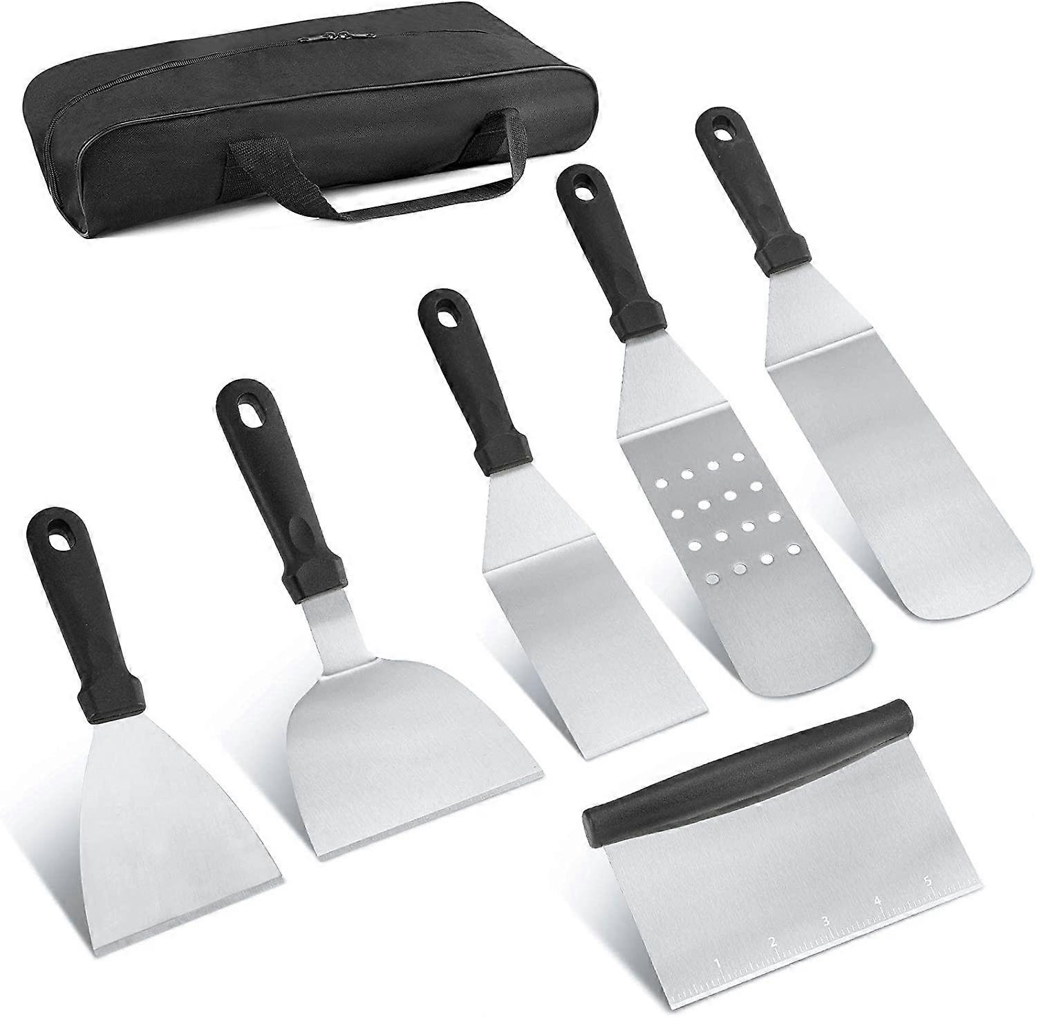 Posate per griglia, set di posate per griglia in acciaio inox 6 pezzi, spatola per griglia pesante, spatola per griglia professionale