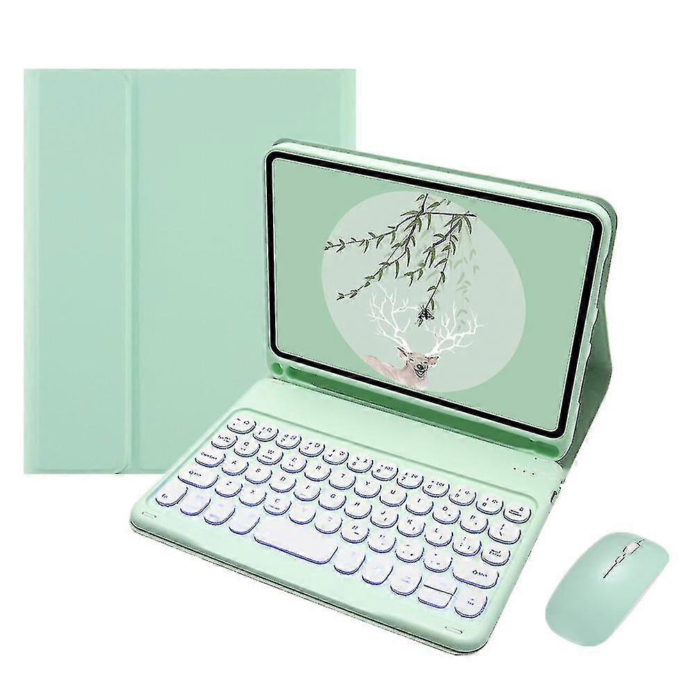 Bluetooth 7 Colors Backlit Keyboard Protective Case (green)
