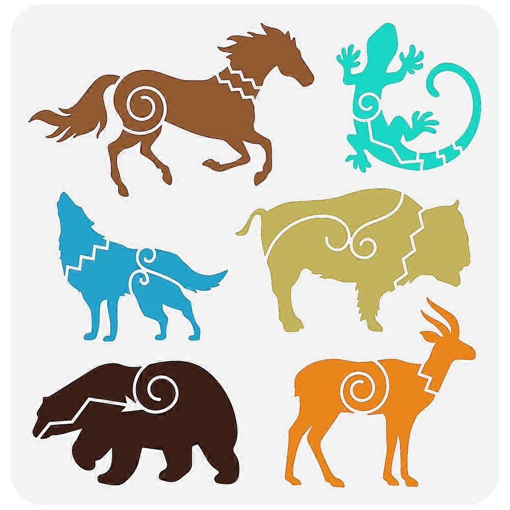 DIY 1pc PET Hollow Out Drawing Painting Stencils for DIY Scrapbook Photo Album Animal Pattern 30x30cm Mixed Color DIY