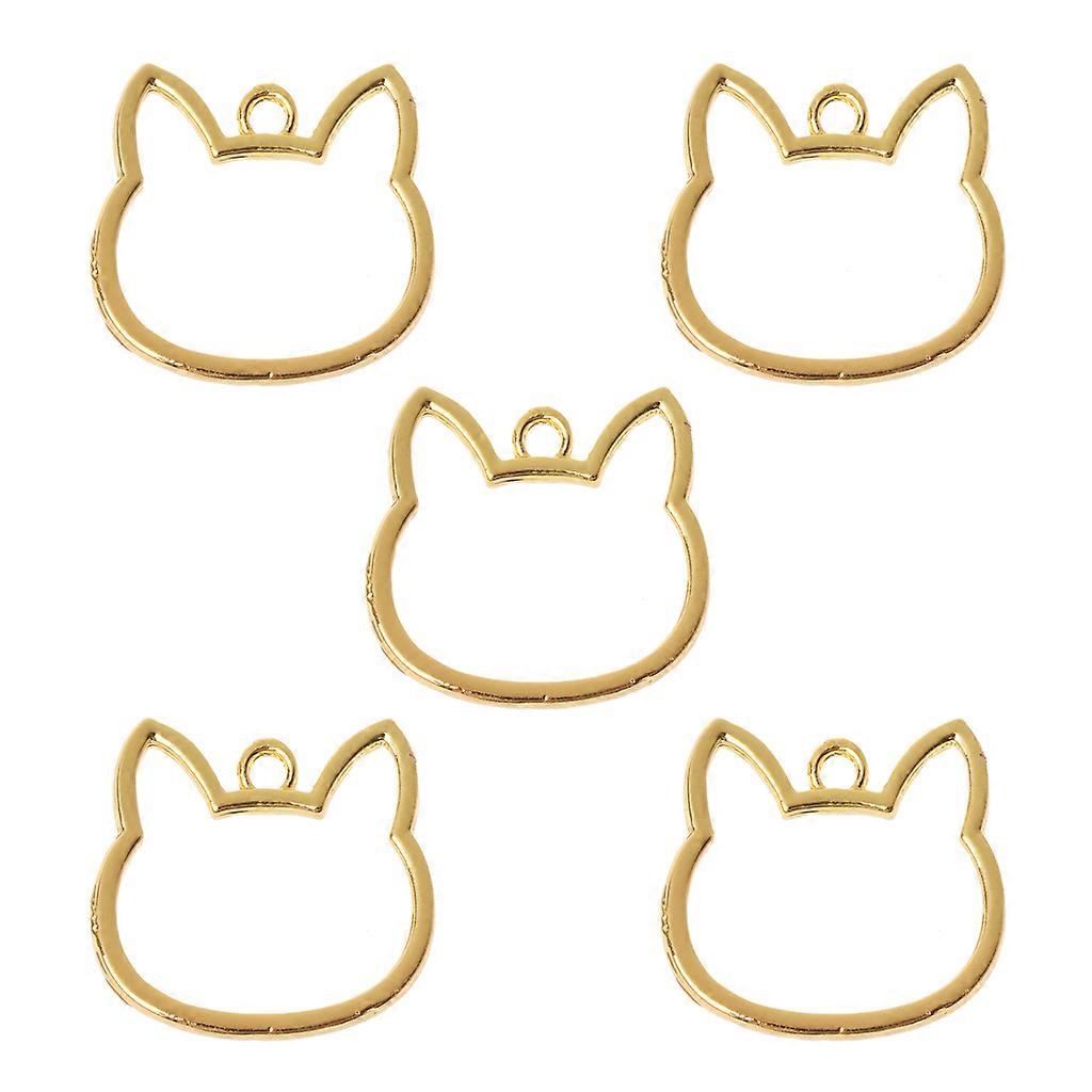  5x/Set Kawaii for Cat for Head Frame Pendants Handmade UV Open Bezel Setting DIY