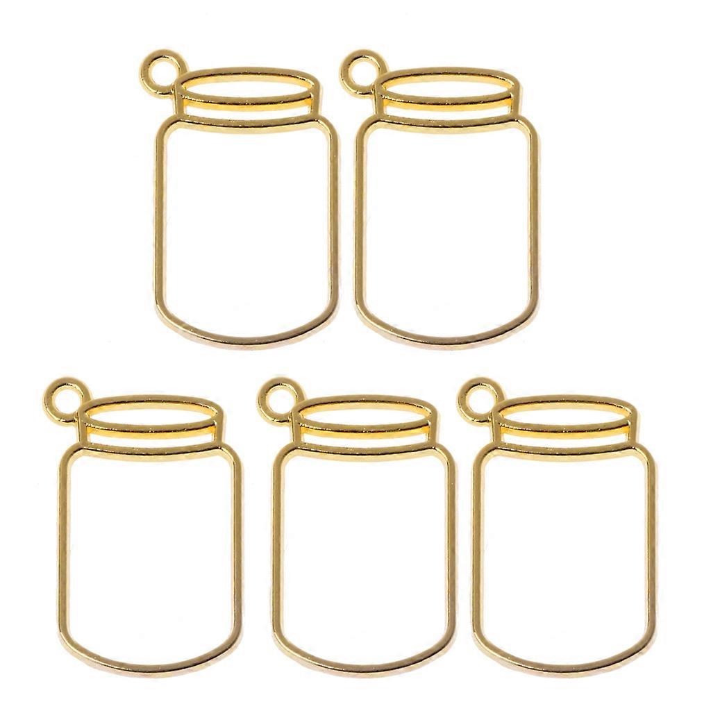  Fashion DIY Hollow Pendant Bezels with Loop 5 Pcs Floating Bottles Metal Frame