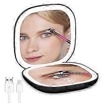 Pocket Makeup Mirror with 1X / 5X Magnification, Rechargeable