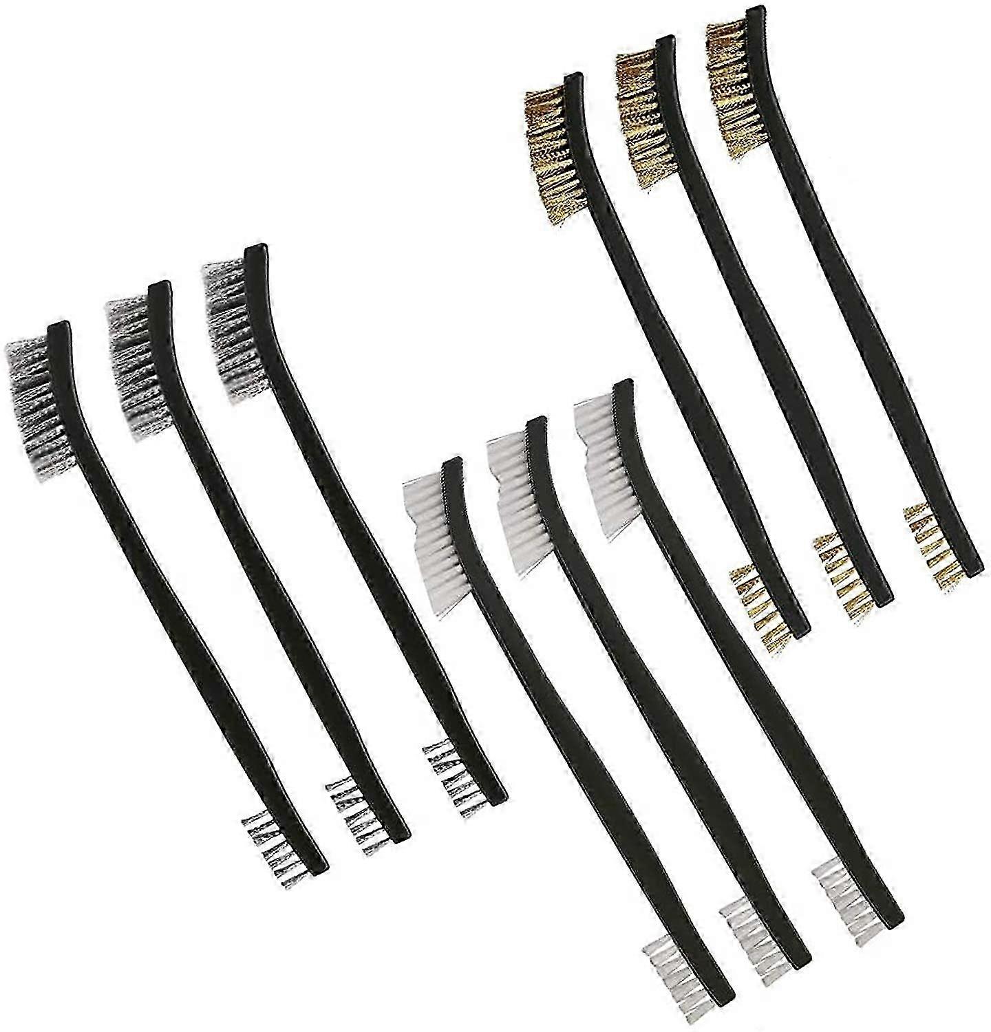 Wire Brushes, 9 Piece Mini Wire Brushes for Cleaning Welding Slag Rust