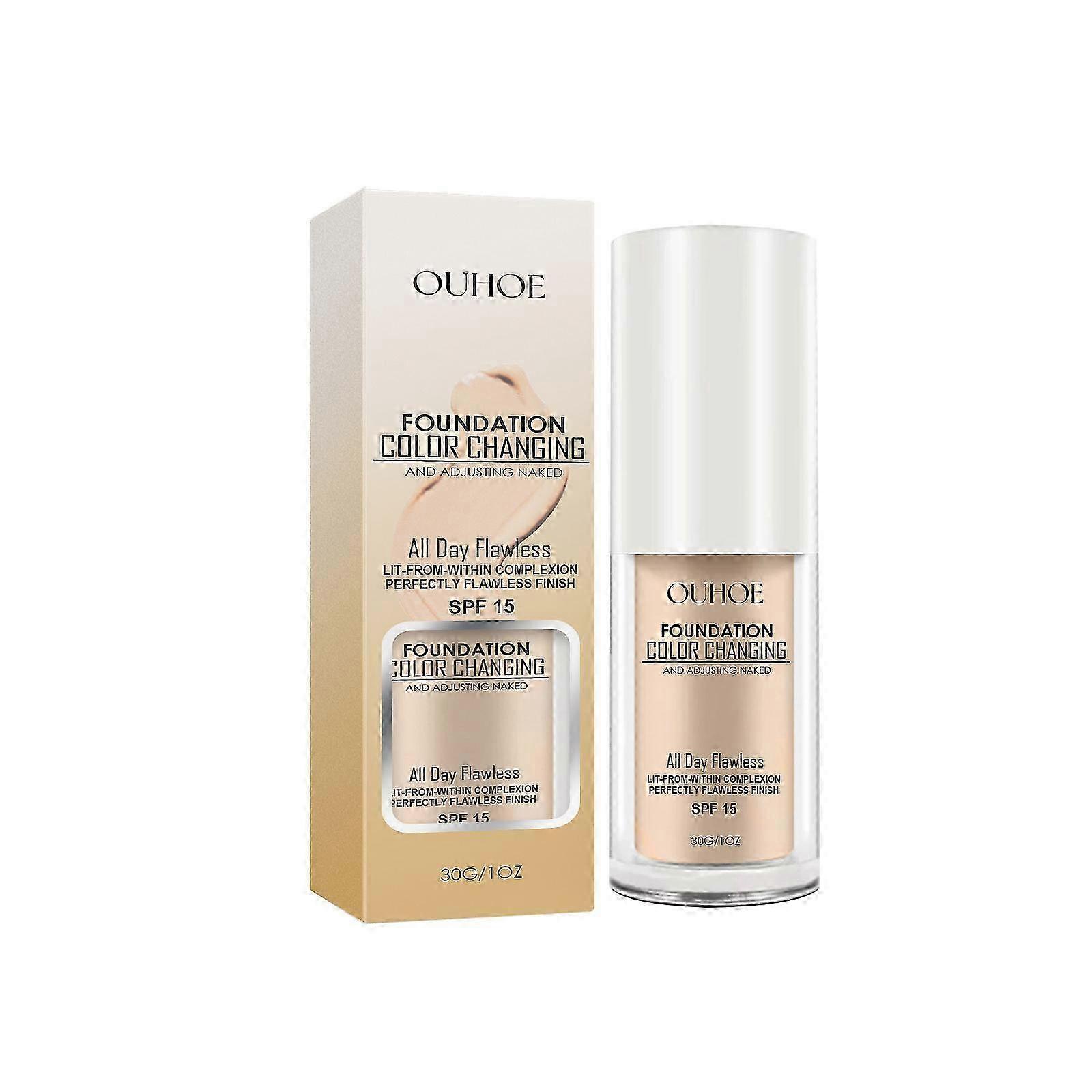 Color Changing Foundation Liquid, Flawless Colour Changing Warm Skin Tone Foundation, Waterproof Moisturising Face Foundation