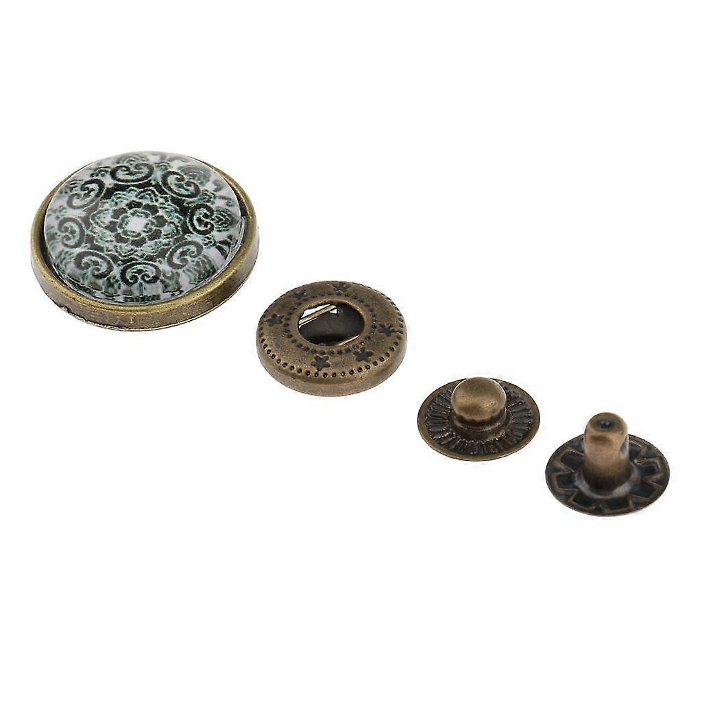 18mm Vintage Round Time Gem Snap Fastener Button Patchwork for DIY Craft 2#