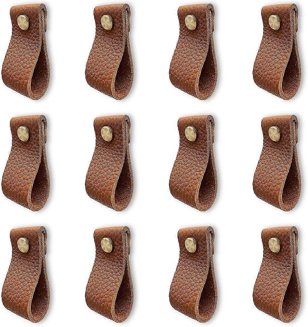 Leather Dresser Knobs, Set of 12