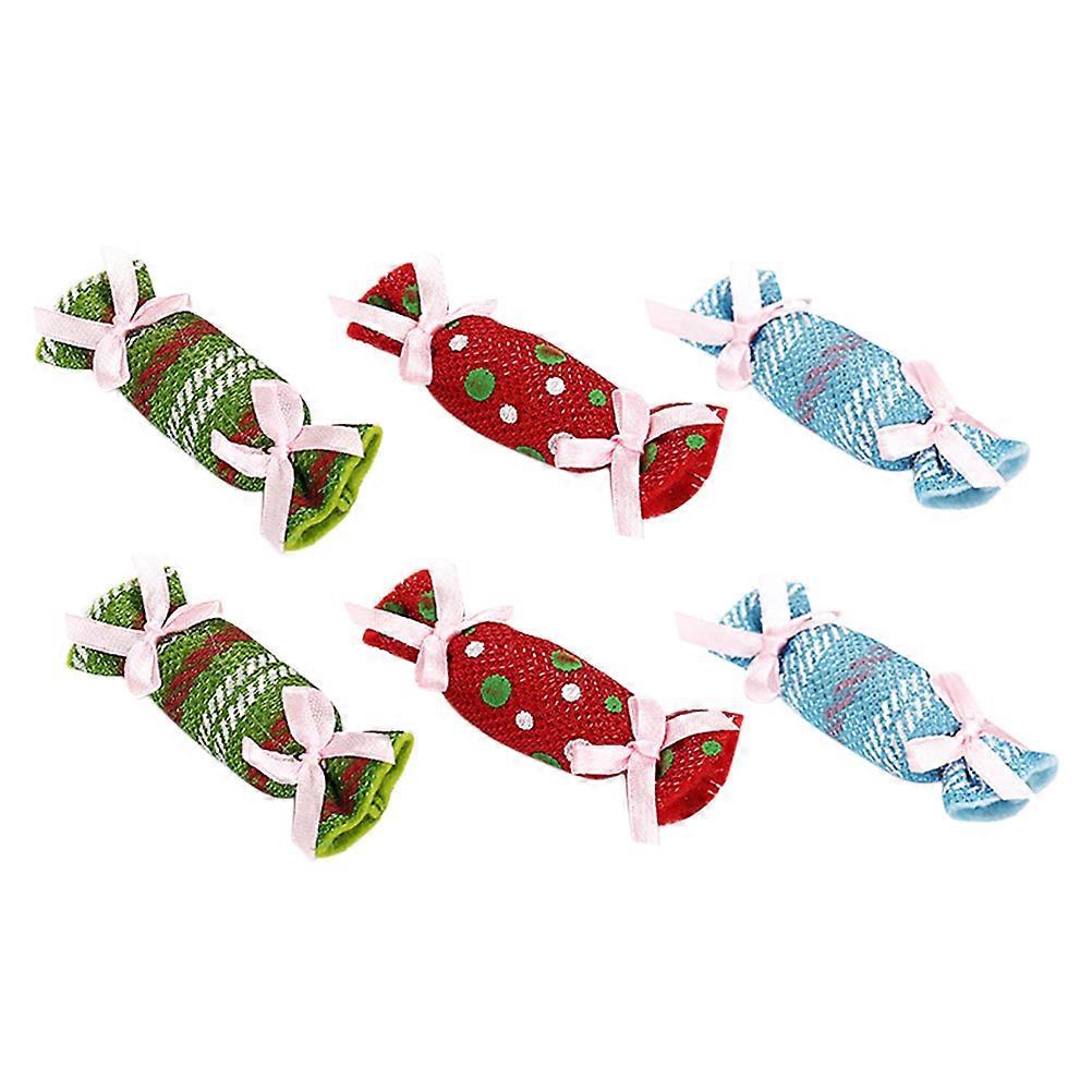 6 Pcs Shape Toys Christmas Cat Kitten Toy Dog Cloth Toy Interactive Cat Toys Cat Puppy Chew Bit Toy