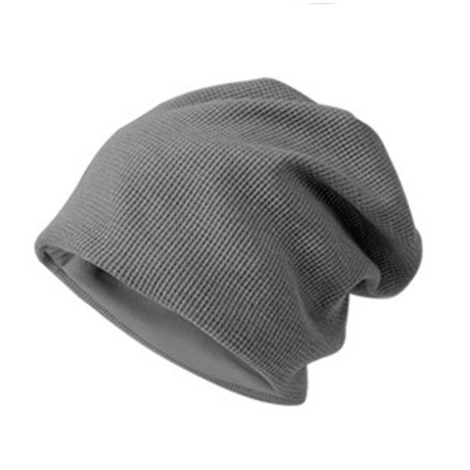Fall Winter Men Piled Hat Baggy Solid Color Knitted Elastic Keep Warm Good Elasticity Thermal