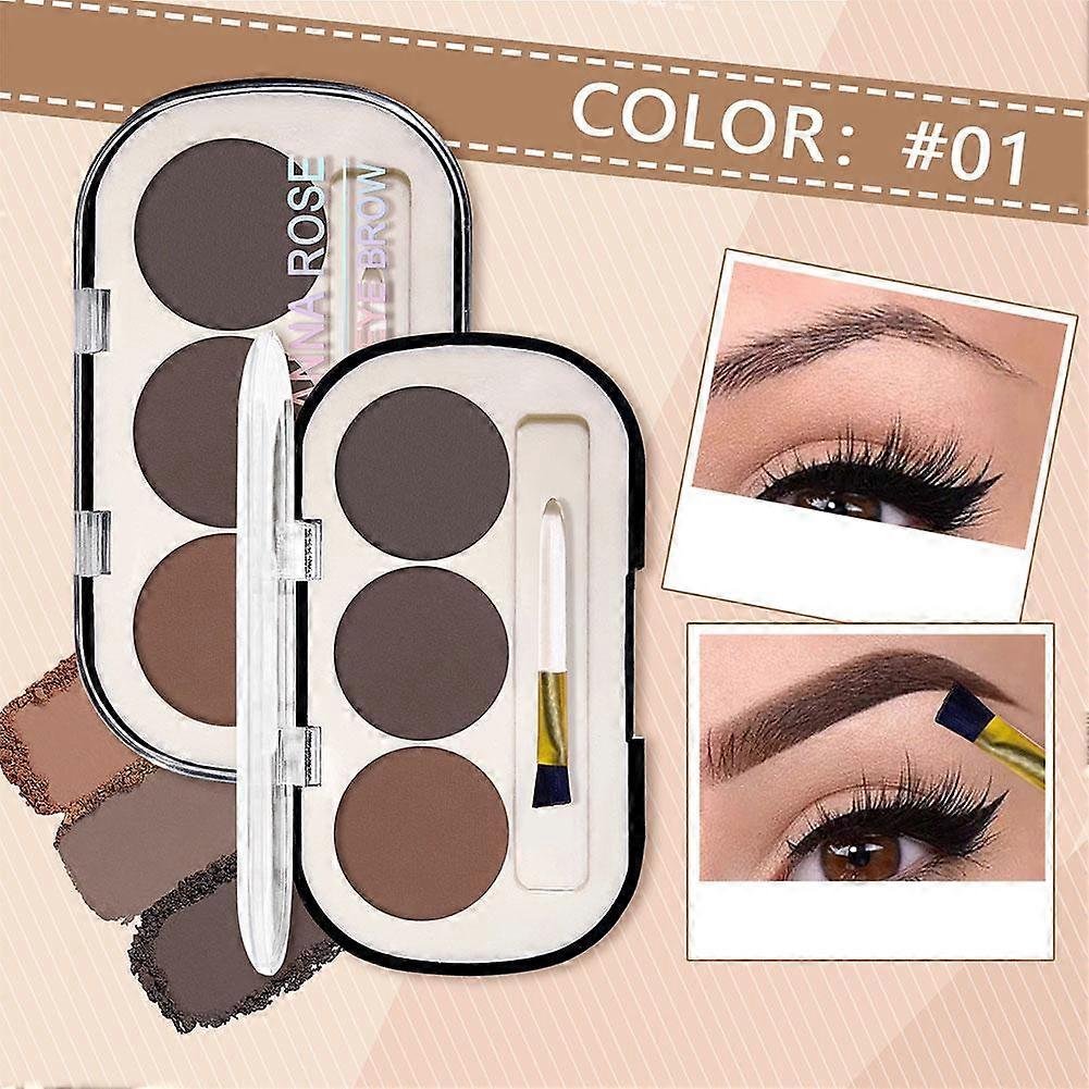 3-color Eyebrow Powder Palette With Eyebrow Brush Waterproof Long Lasting