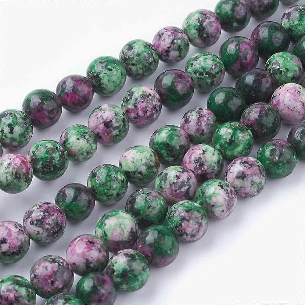 Natural Gemstone Beads Strands Dyed Imitation Ruby in Zoisite Round Colorful 8mm Hole: 1mm about 45~49pcs/strand 15 inch
