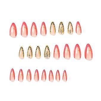 De valse Reeks van de Nagelsalon Luipaarddruk Oranje Bruine Nagel met Zelfklevende Tabs Jelly Glue Model