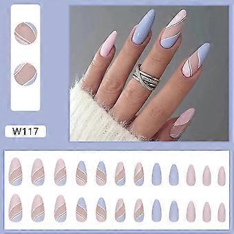 Glossy Nail Short Fake Nails Glossy Wave Nails