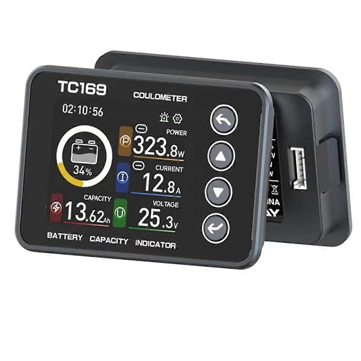 TC169 High Precision Coulombmeter DC6-60V Lithium Battery Capacity Tester Indicator Color Screen Po