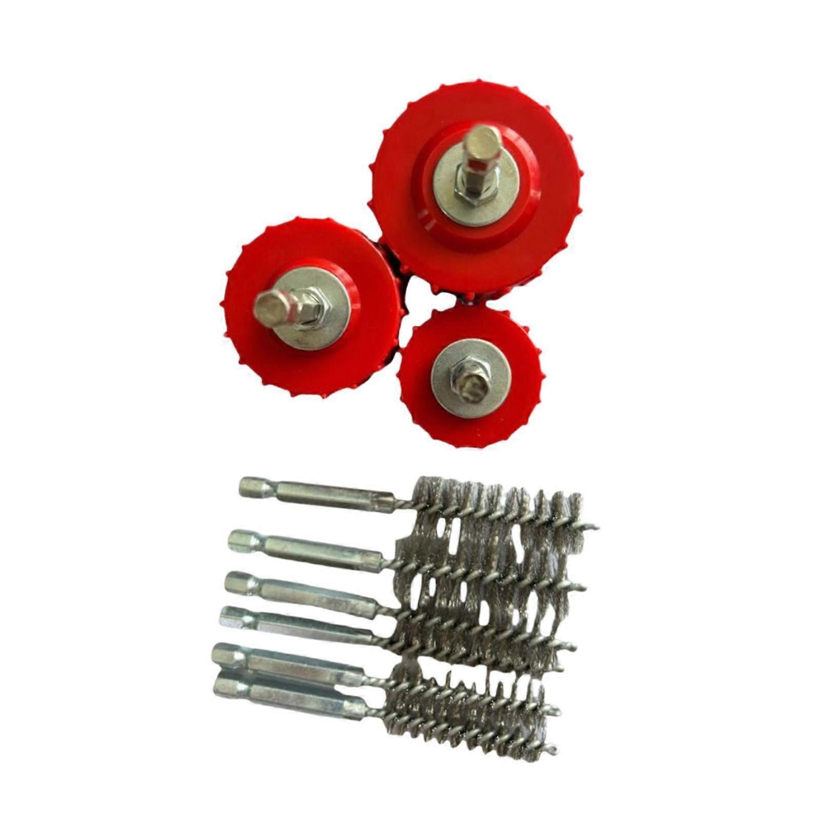 9 Pieces Pipe Cleaner Brushes Kit Cleaning Brushes for Bronze Pipe Plumbers