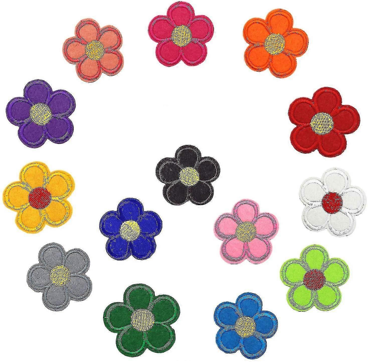 48pcs ζωηρόχρωμα μπαλώματα λουλουδιών για τα ενδύματα που επισκευάζουν τις διακοσμήσεις (12 χρώματα)
