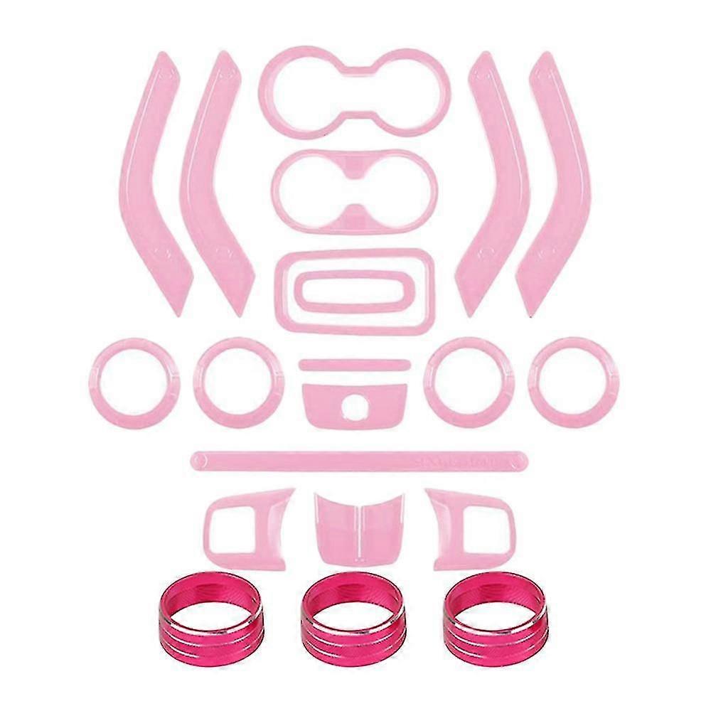 21 Pcs Car Interior Trim Kit For JkWrangler 2011-2017 (pink)