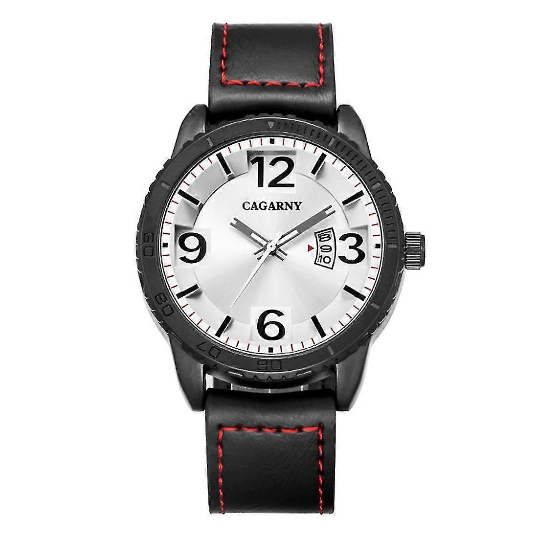 Cagarny 9857 Leather Strap Quartz Movement Watch White