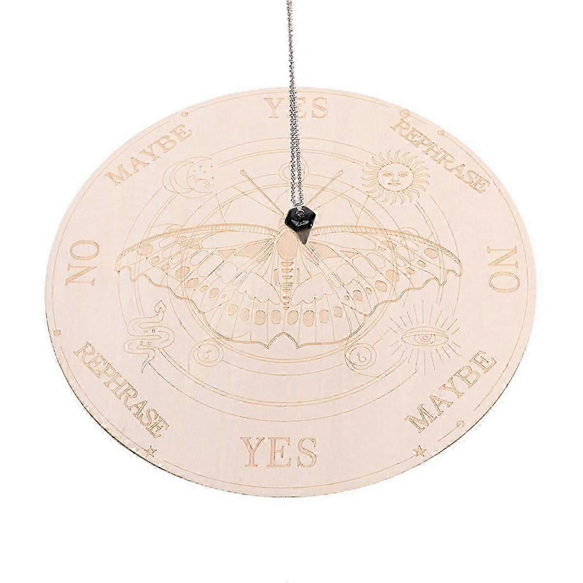 Star Pendulum Board Dowsing Divination Metaphysical Message Board Wooden Board with A Necklace, A