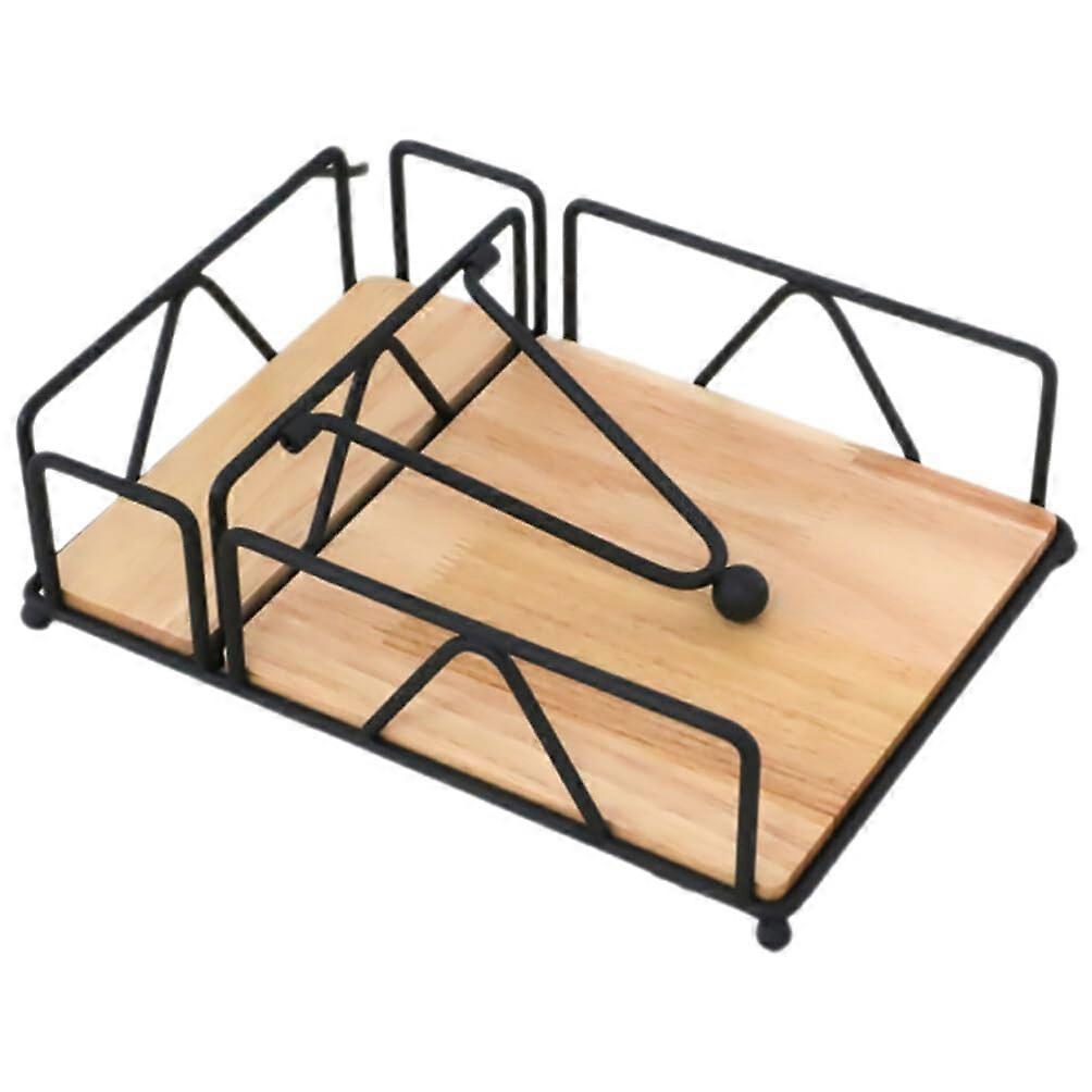 Flat Paper Napkin Holder With Weighted Arm Rustic Iron Napkin Dispenser Farmhouse Table Black