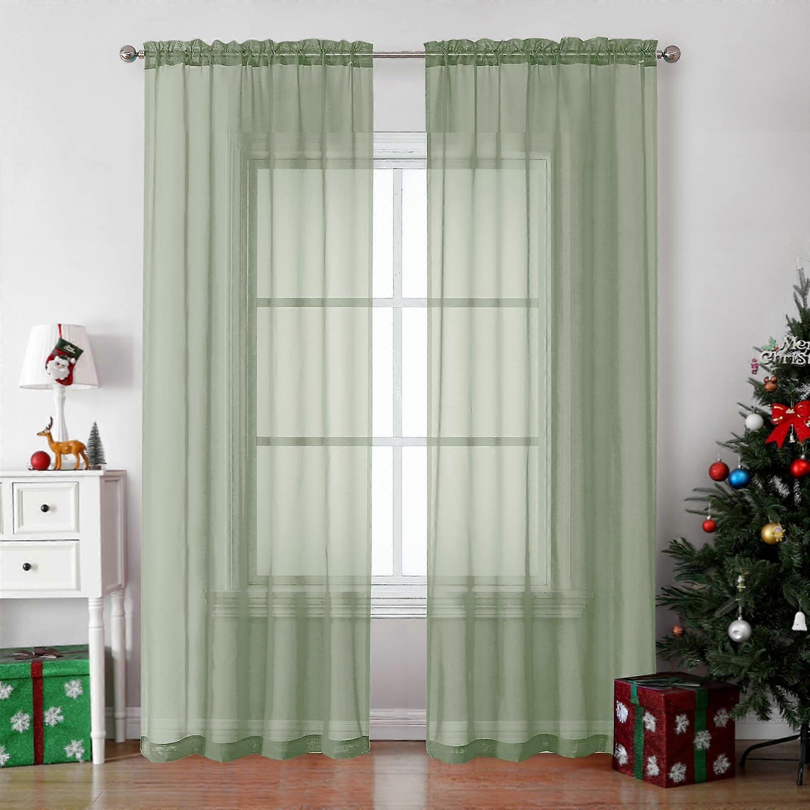 2 Panel Sets Transparent Light Weight Soft Curtains for Study Room 42"W x 84"L