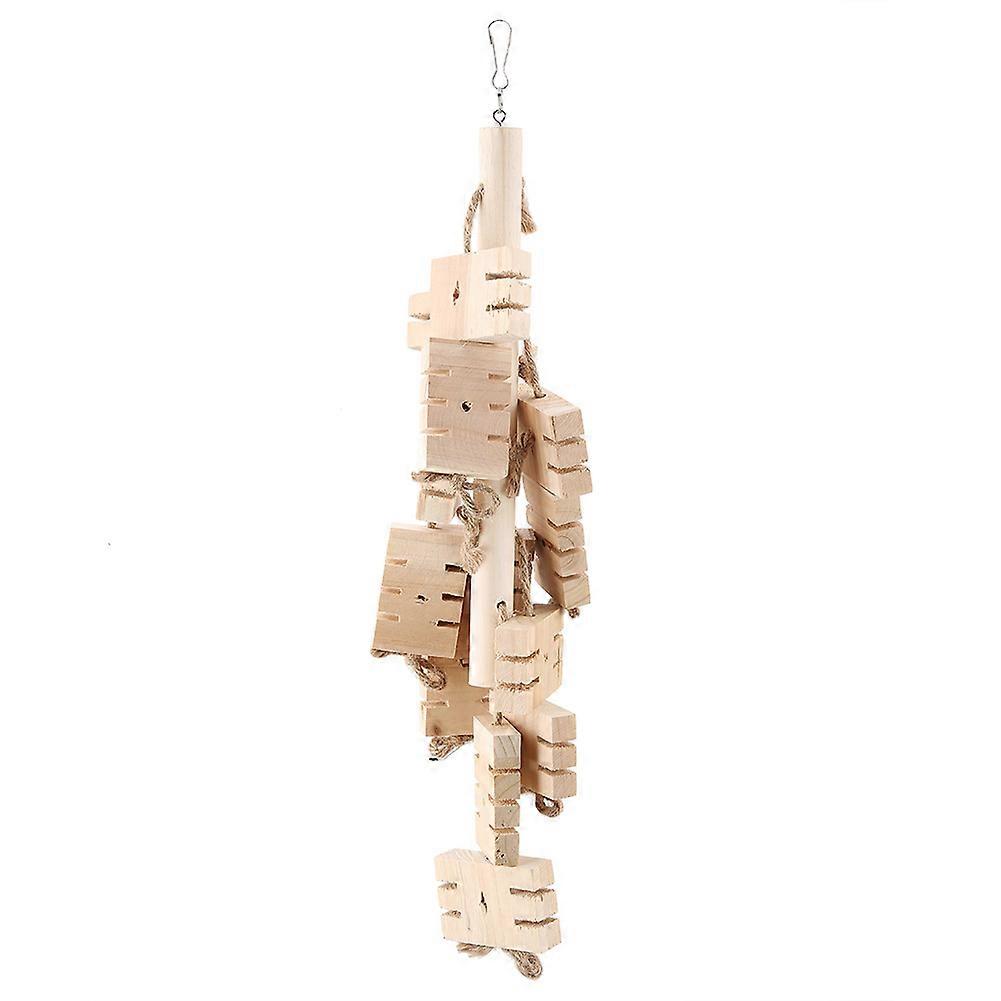 Pet Bird Parrot Chewing Wood Bricks Swing Cage Hanging Climbing Ladder Toy for Small to Medium Birds