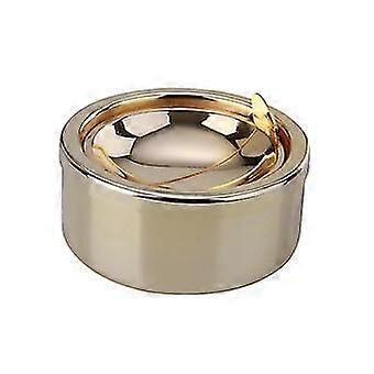Compact Smokeless Metal Ashtray Windproof Round Ashtray With Lid For Home