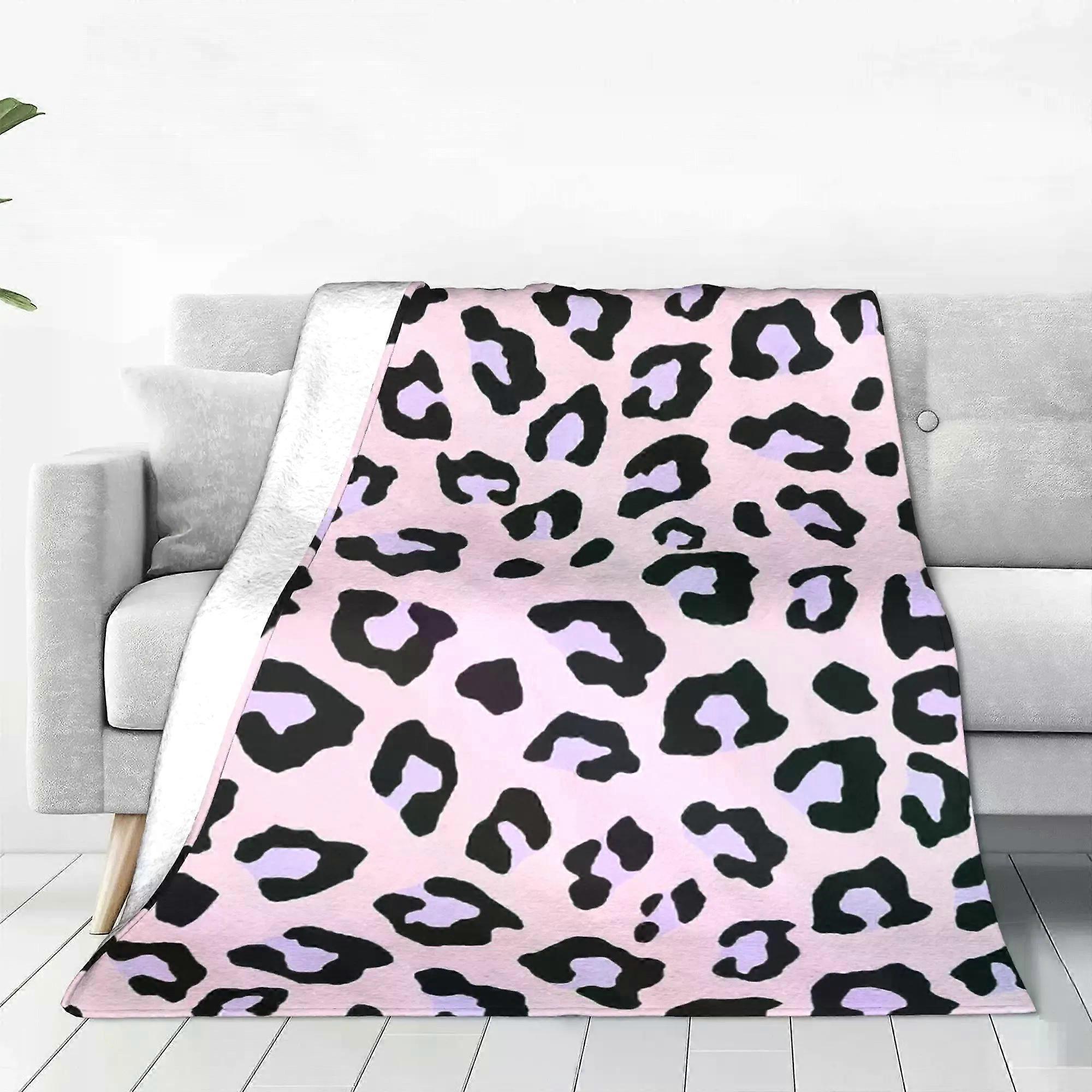 Cow Pattern Blanket Fleece Spring Autumn Pink Portable Super Warm Throw Blankets for Home Bedroom Bedspread