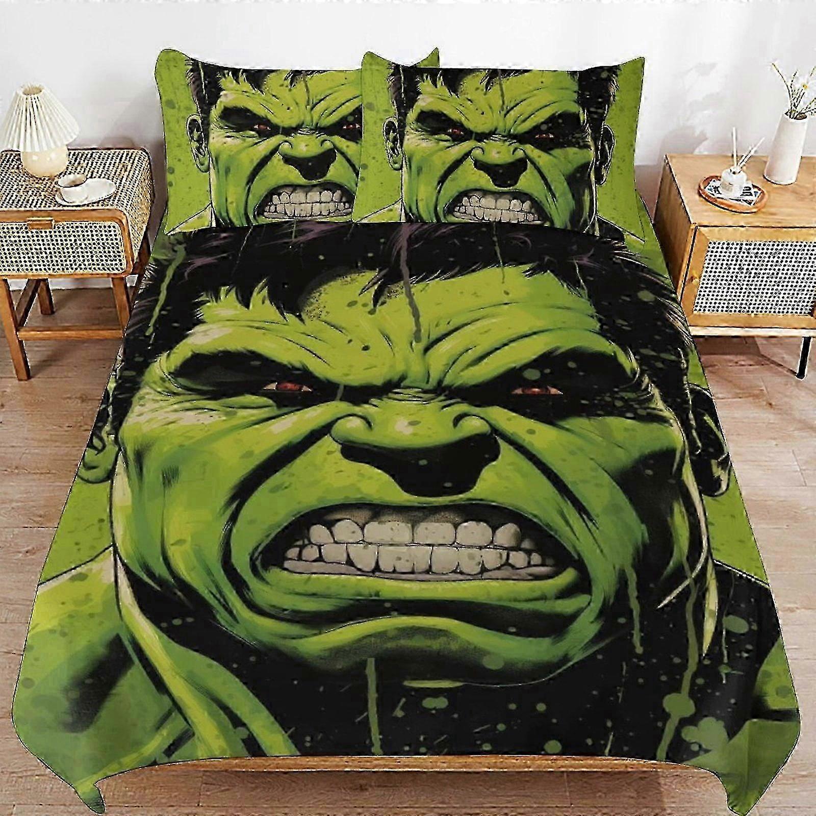 v53 ملاءات السرير Hulk Bedding Se غطاء لحاف فائق النعومة صديق للبشرة3 قطعة ، طقم سرير بغطاء لحاف لطيف (1 غطاء لحاف و 2 كيس وسادة) ملاءات سرير