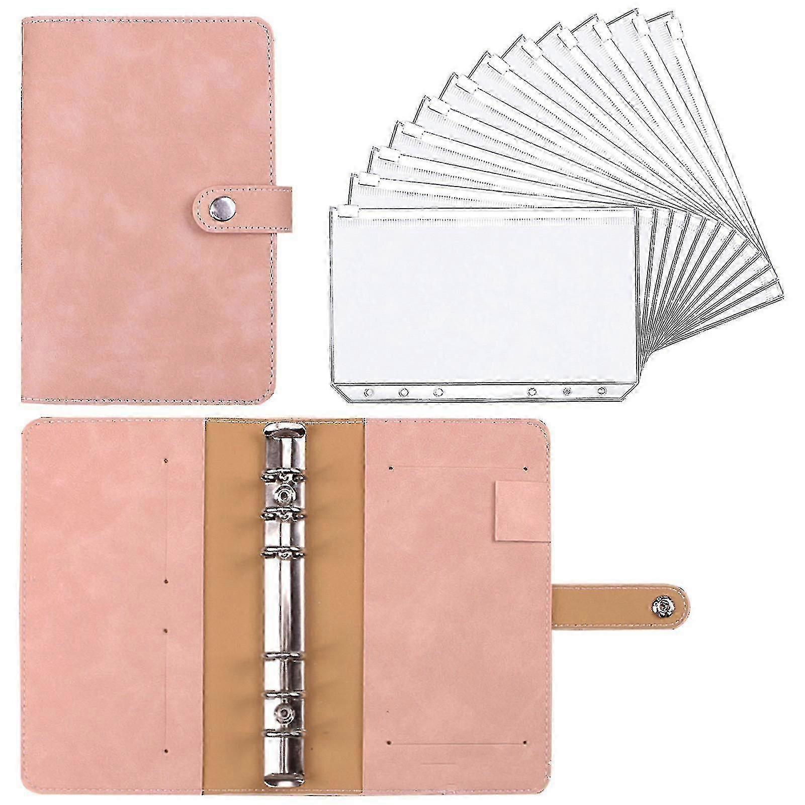 12pcs A6 σαφείς τσέπες συνδετικών με pu δέρμα σημειωματάριο συνδετικό