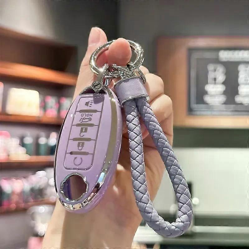 TPU Key Fob Cover with Keychain Lanyard compatible for Niss-an Altima Sentra Maxima Rogue Armada Pathfinder Versa Smart Key 5 Buttons