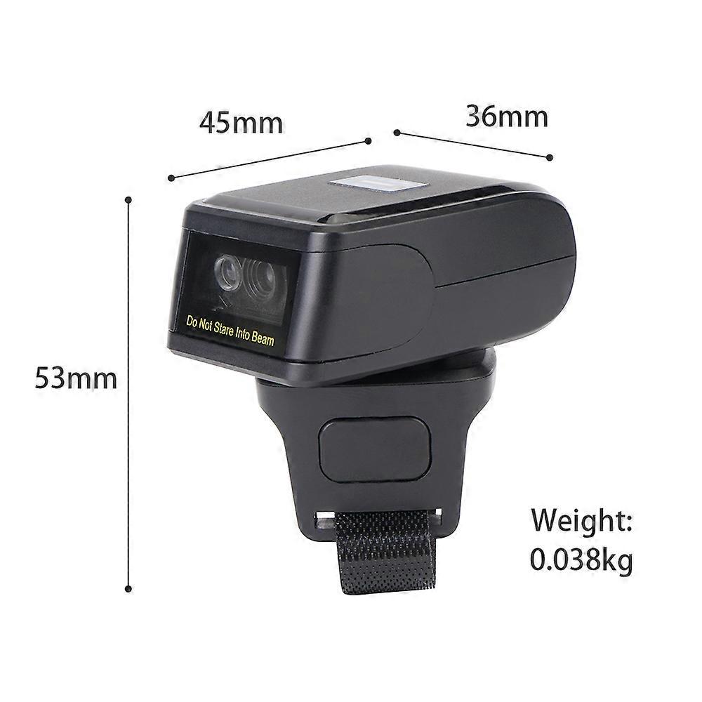 2D Barcode Scanner Portable Finger Handheld Wearable Ring 1D 2D Bar Code Reader BT+2.4G Wireless and Wired Connection Support for Windows iOS Android
