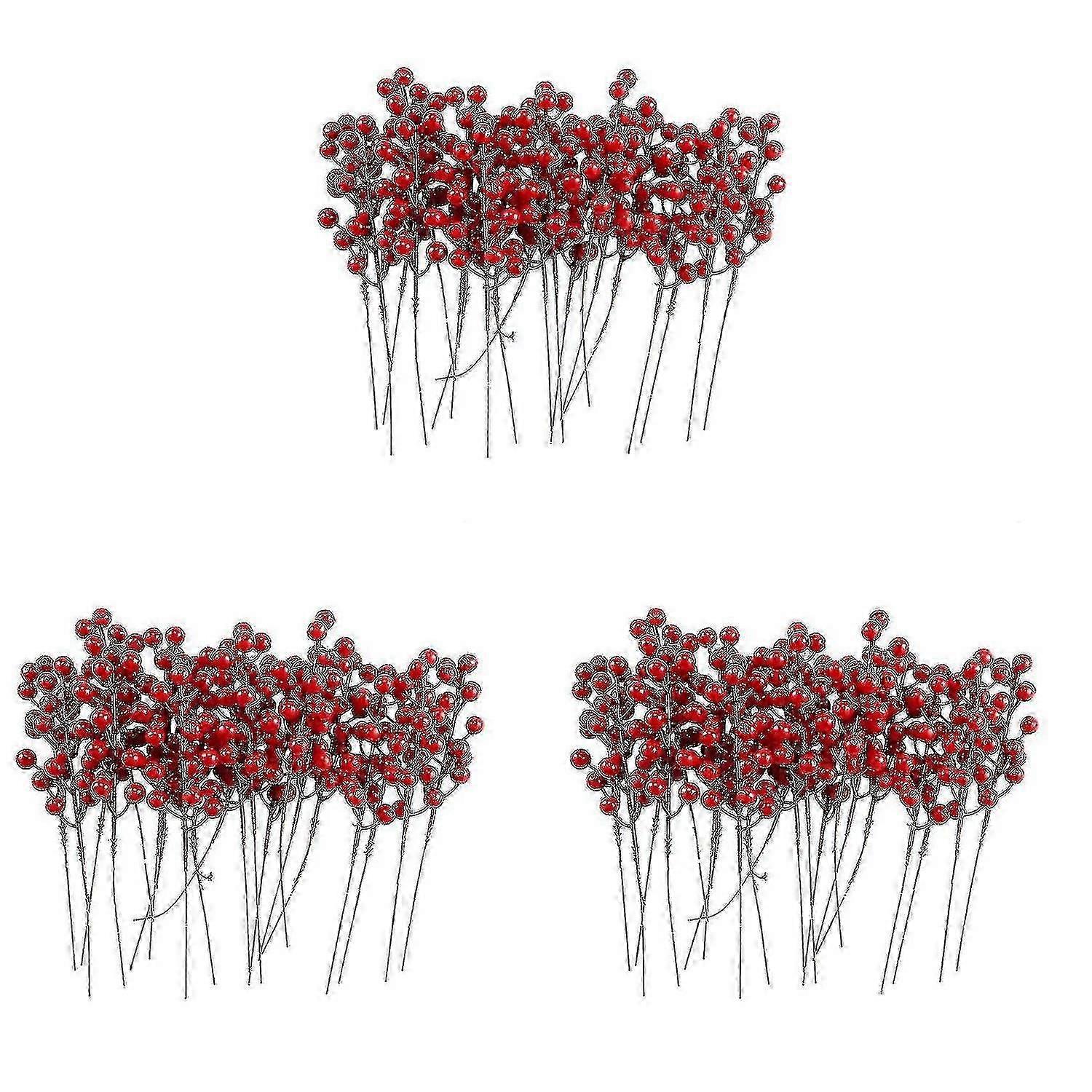 Artificial Christmas Red Berries Stems Compatible With Christmas Tree Ornaments