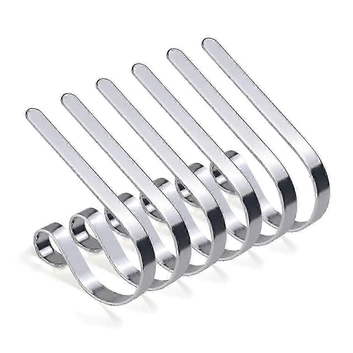 6pcs Christmas Stocking Holders For Set Of 6 Mantel Decor Hooks Christmas Sock Hook Silver