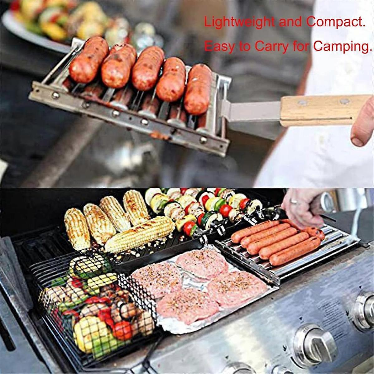 רולר נקניקיות נירוסטה לגריל, מתלה רולר נקניקיות מנגל