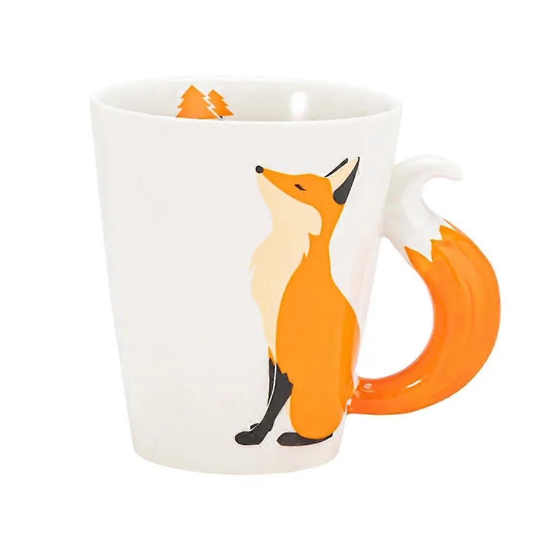 Cute Ceramic Fox Coffee Mug, Fox Pattern Ceramic Mug For Coffee And Milk Tea, Adorable Fox Design