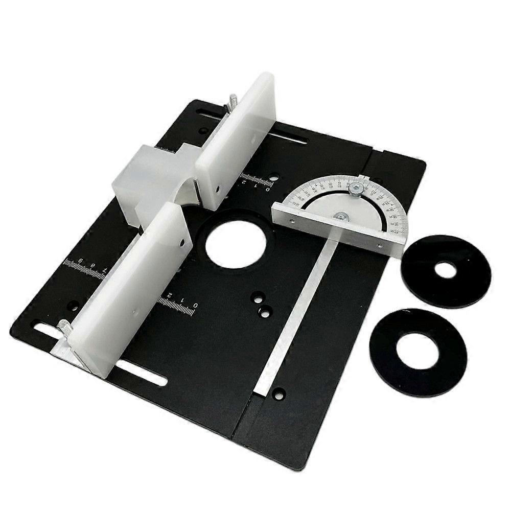 Aluminum Router Table Insert Plate with Miter Guide and Support for Woodworking Benches and Engraving Machines