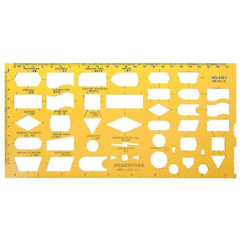 Student Drafting Template with K Resin Flow Chart Ruler and Measuring Stencil Tool