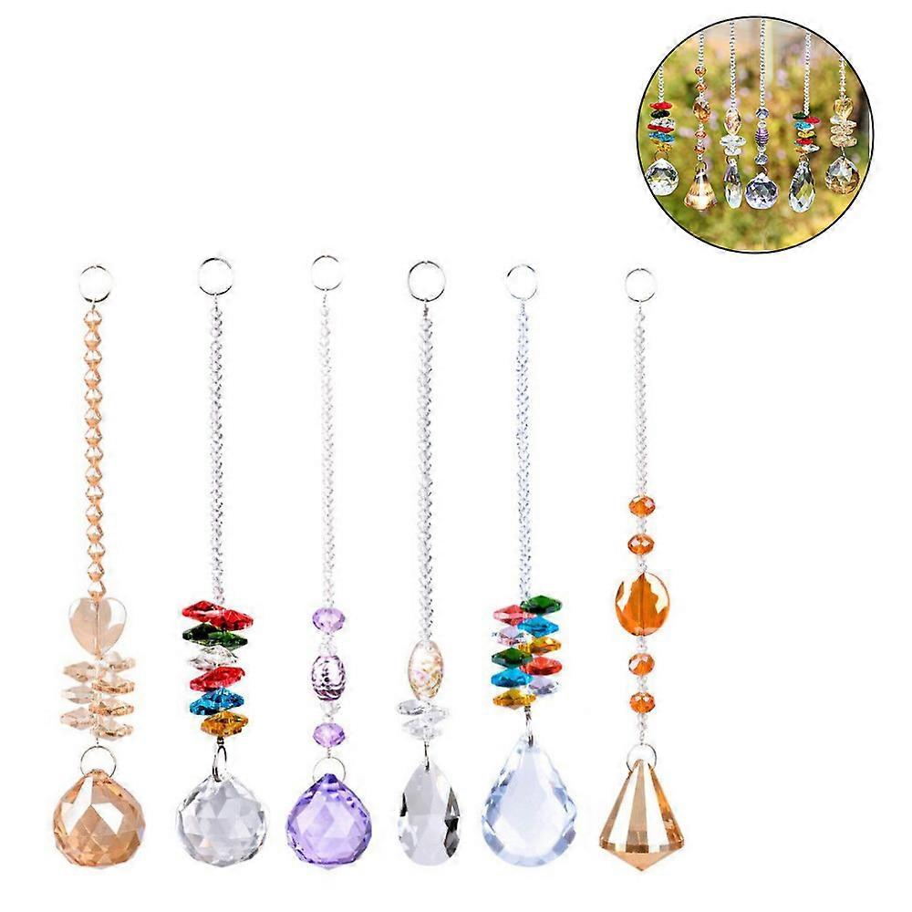 6PCS cristal éclairage boule octogonale boule colorée perles pendentif