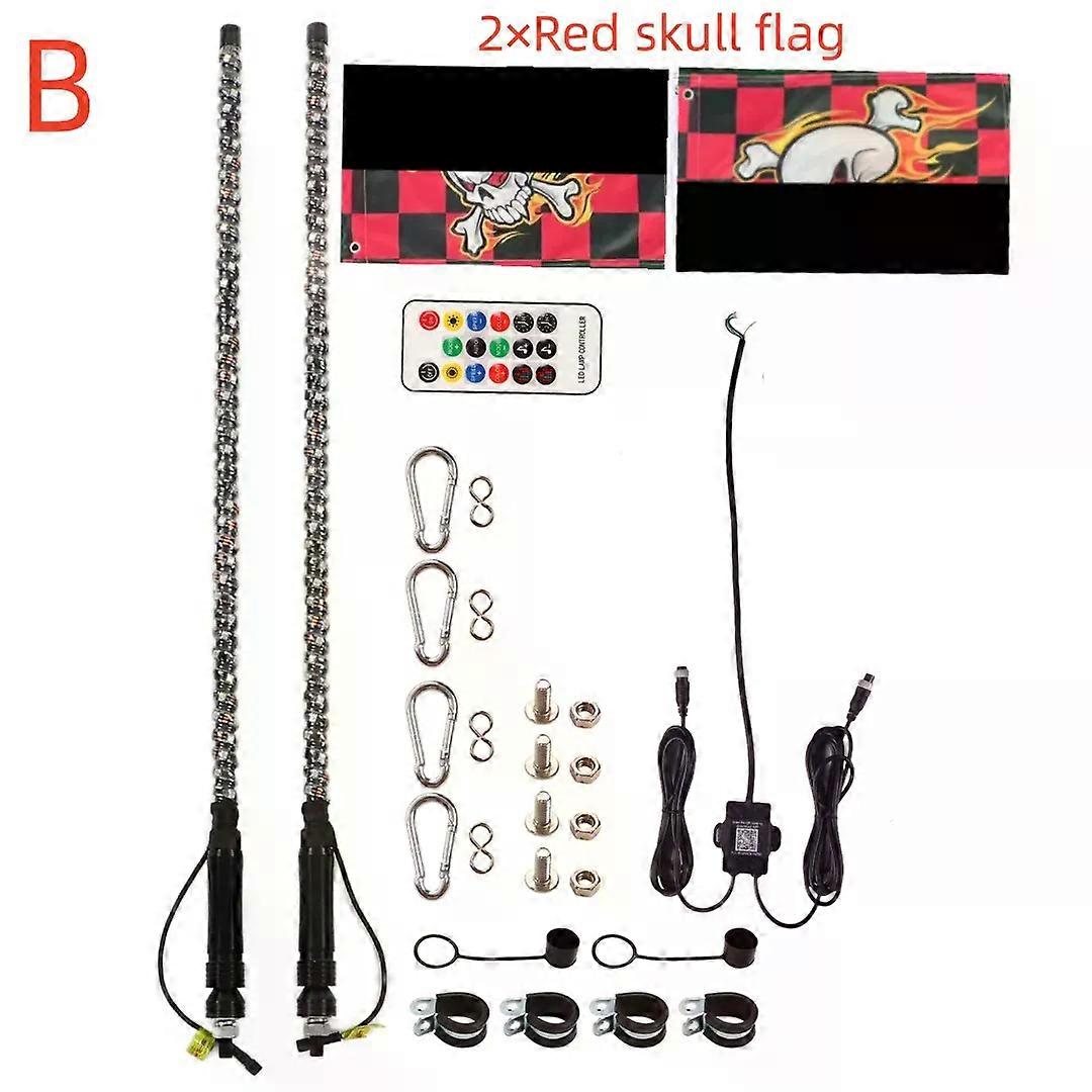 3FT LED Whip Lights Lighted Antenna Whips For ATV  UTV Polaris RZR Off Road Truck  Sand Buggy Dune Flagpole Lamp