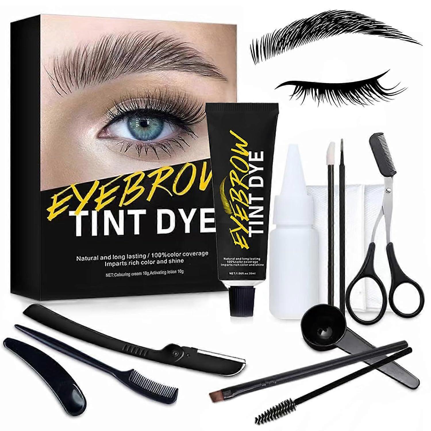 Instant Eyelash & Eyebrow Kit, Professional 2 In 1 Lash & Brow Color Kit, Natural Bushy Eyebrow Makeup Set,Safe and Prefessional, DIY Hair Coloring Fo