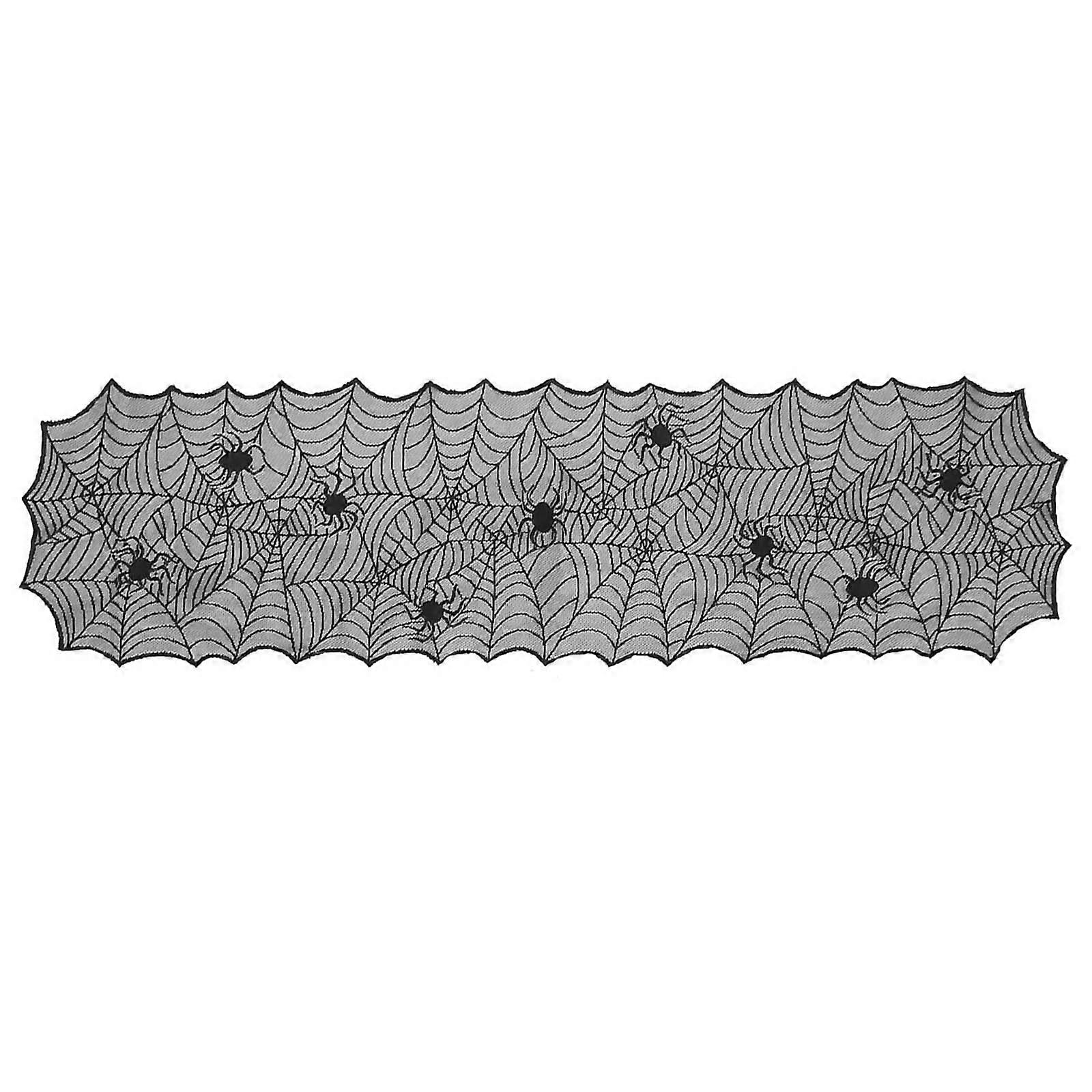 Halloween Lace Tablecloth Black Spider Web Table Runner Rectangular Table Runner Home Halloween Celebrations Decor