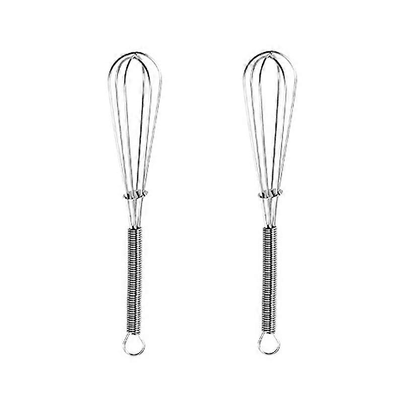 2pcs Batedor de Mola Manual Doméstico Mini Batedor de Aço Inoxidável Portátil 7 polegadas