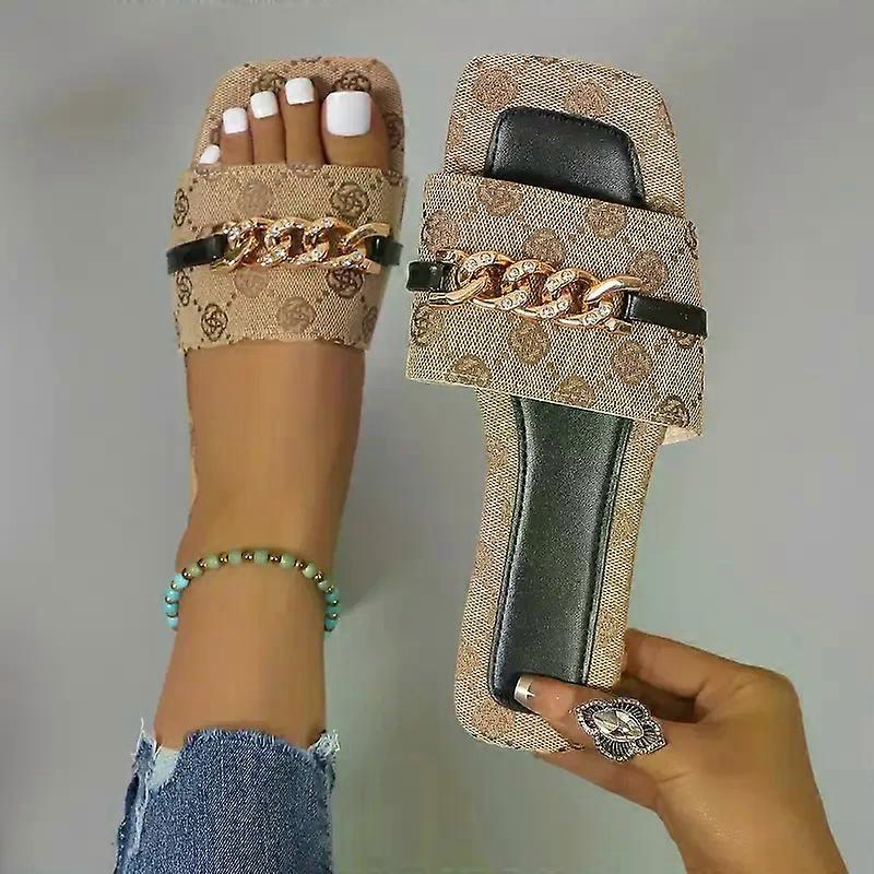 חדש קיץ נשים שטוח נעלי בית יוקרה חיצוני חוף שטוח סנדלים טרנד מותג מעצב נעלי בית נשים בגודל גדול שקופיות נשים