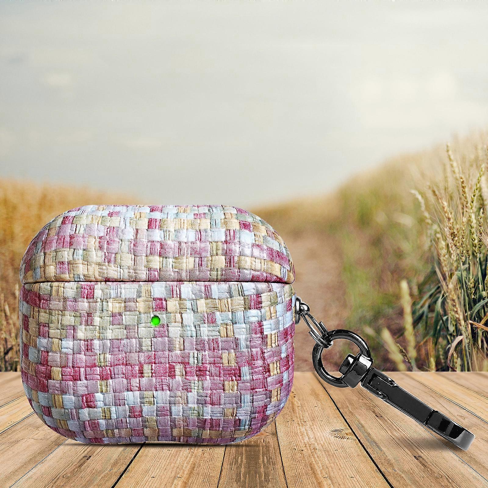 For AirPods 3 Weave Texture PU Shockproof Earphone Protective Case with Hook