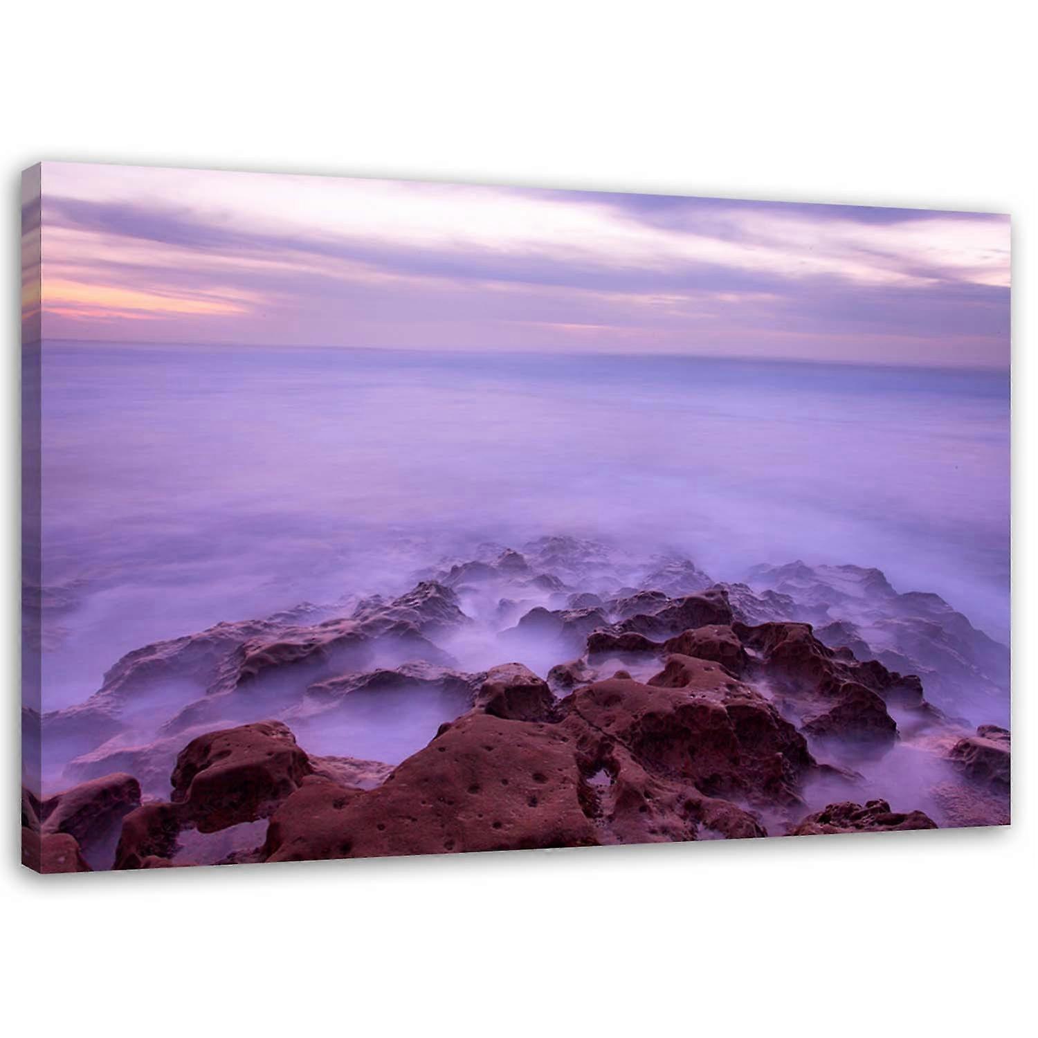 Fotobehang, Rotsen in de mist - 90x60