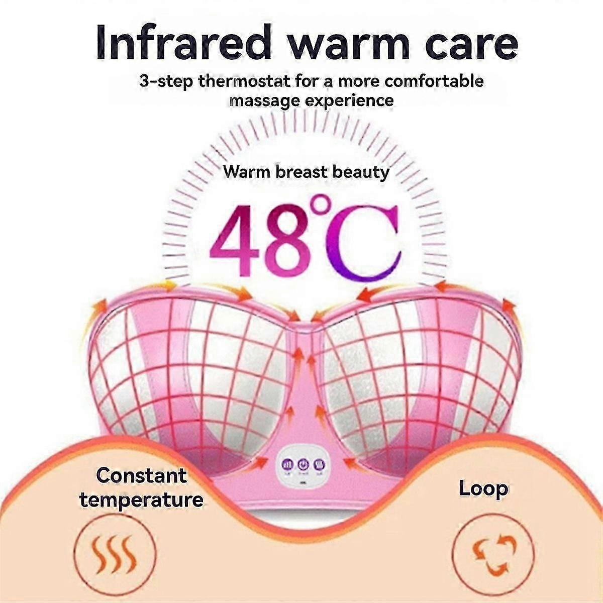 Smart Electric Breast Massager Rechargeable USB Bra with Multi-Functional Massage Function Silver&Gray